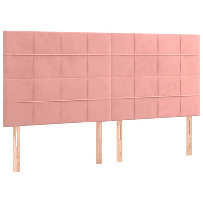 Cabeceira de cama c/ luzes LED veludo 160x5x118/128 cm rosa