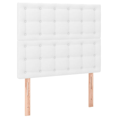 Cabeceira cama c/ LED couro artificial 80x5x118/128 cm branco