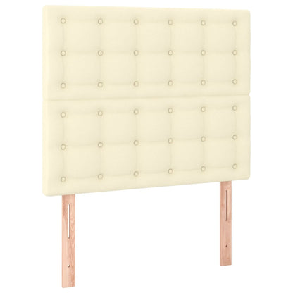 Cabeceira cama c/ LED 100x5x118/128 cm couro artificial crème