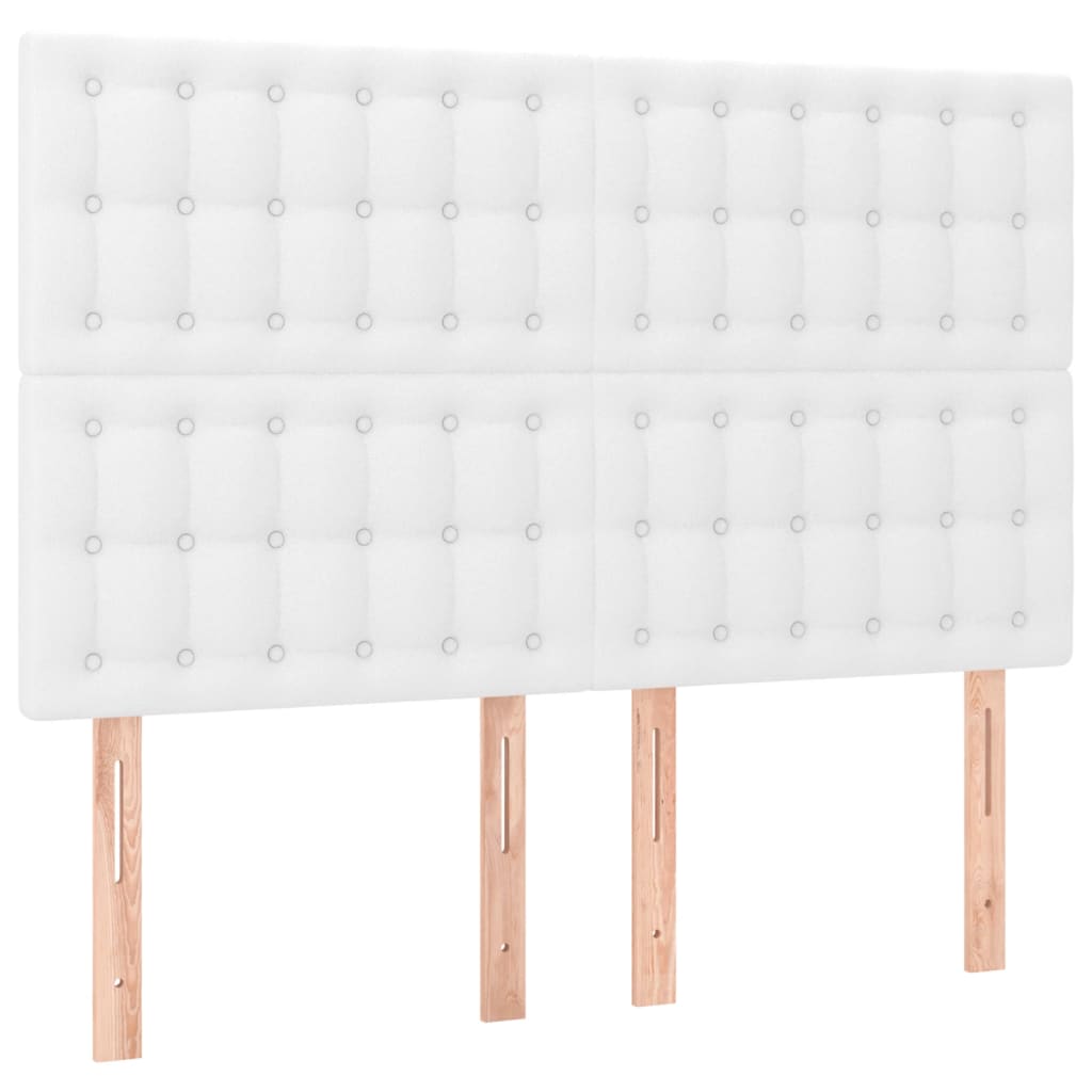 Cabeceira cama c/ LED couro artificial 144x5x118/128 cm branco