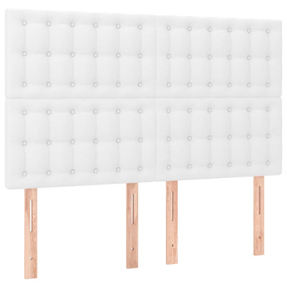 Cabeceira cama c/ LED couro artificial 144x5x118/128 cm branco