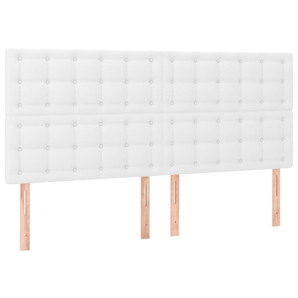 Cabeceira cama c/ LED couro artificial 160x5x118/128 cm branco