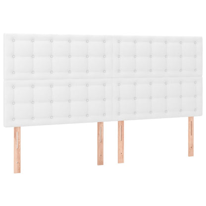 Cabeceira cama c/ LED couro artificial 160x5x118/128 cm branco