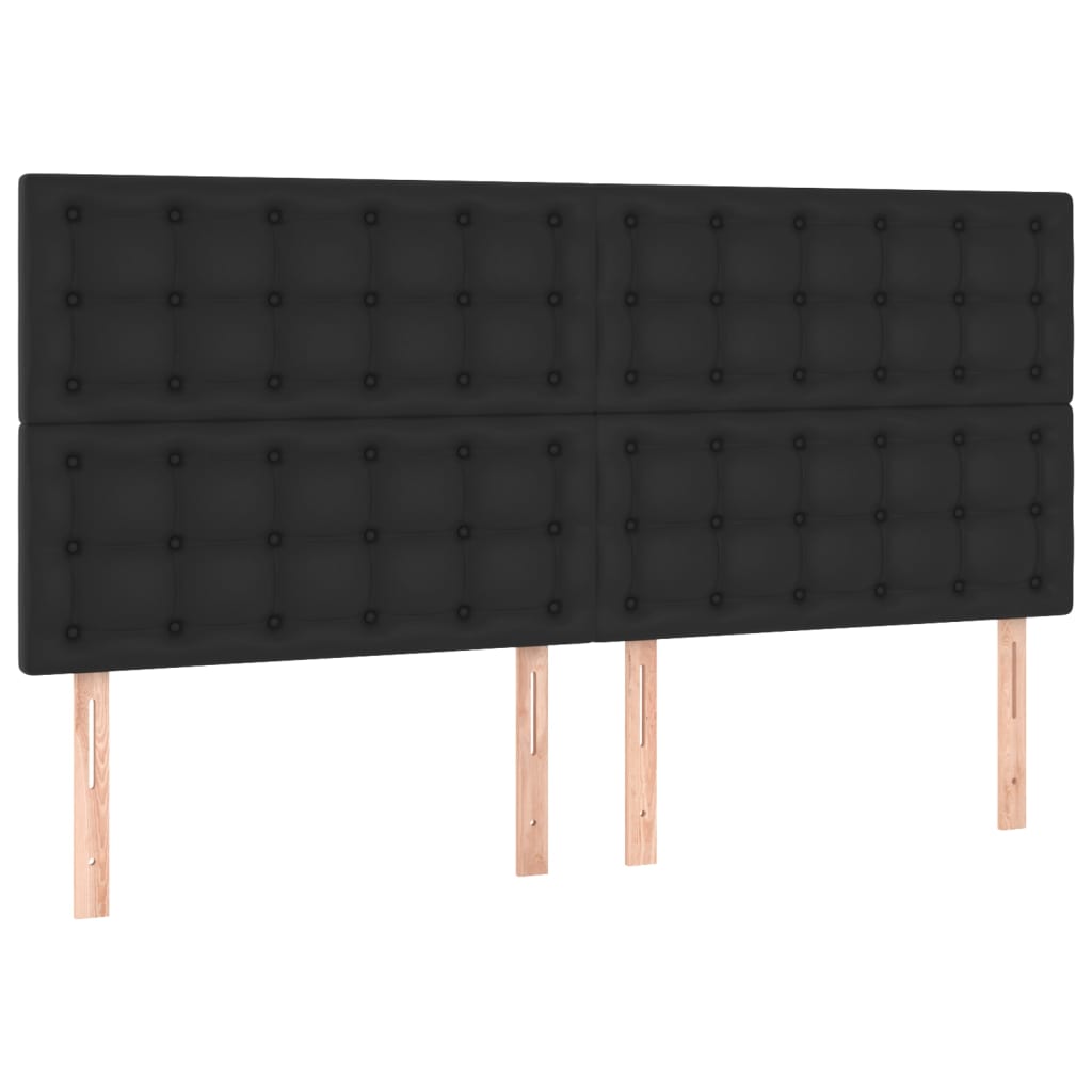 Cabeceira cama c/ LED couro artificial 180x5x118/128 cm preto