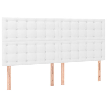 Cabeceira cama c/ LED couro artificial 180x5x118/128 cm branco