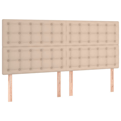 Cabeceira cama c/ LED couro artif. 200x5x118/128 cm cappuccino