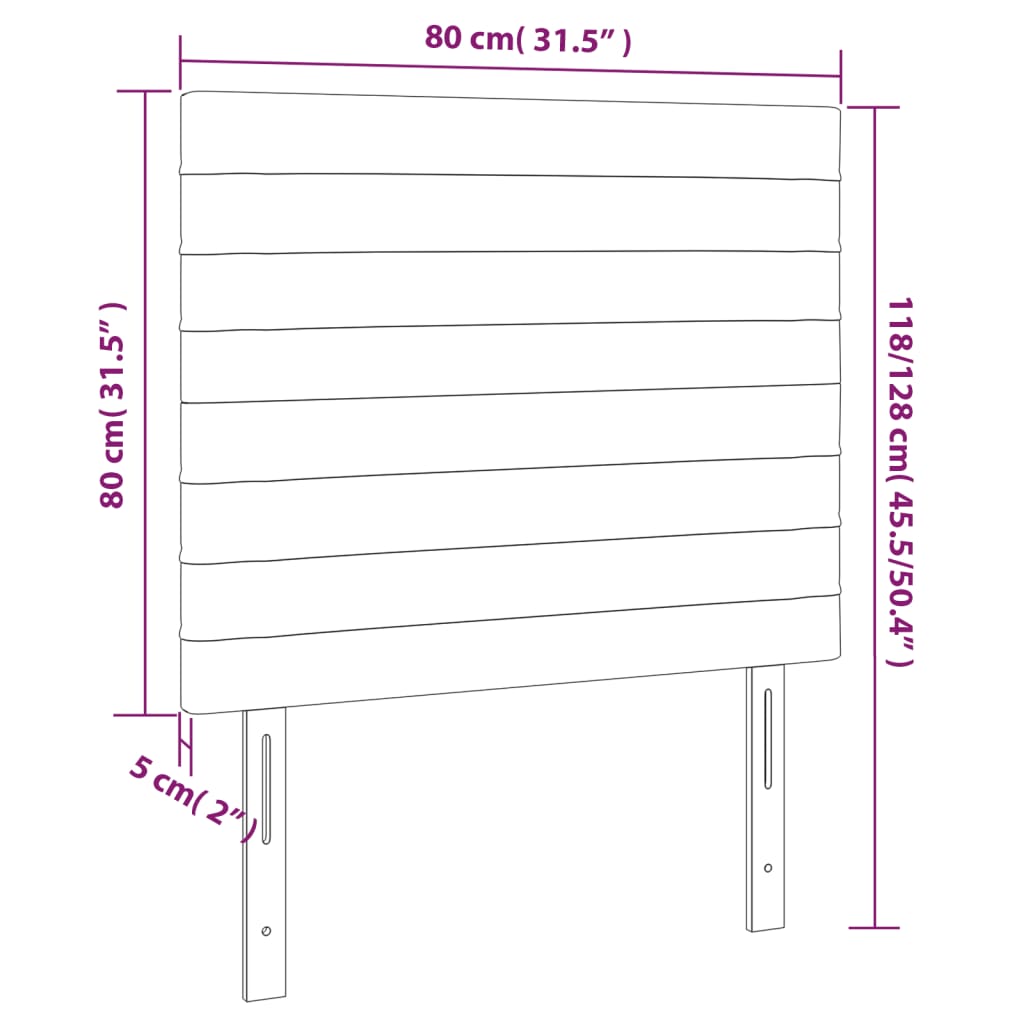 Cabeceira de cama c/ LED tecido 80x5x118/128 cm cinza-escuro