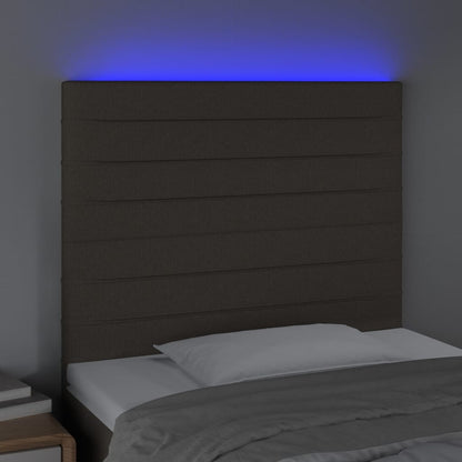 Cabeceira cama c/ LED tecido 80x5x118/128 cm cinza-acastanhado