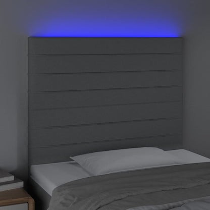 Cabeceira cama c/ luzes LED tecido 90x5x118/128cm cinza-claro