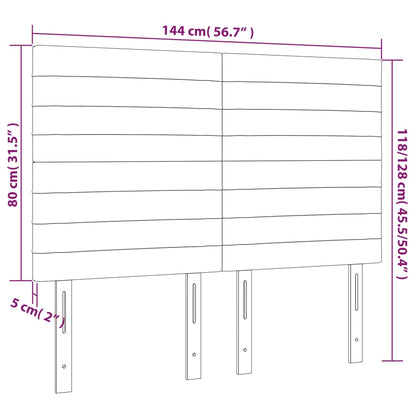 Cabeceira cama c/ LED tecido 144x5x118/128 cm cinza-acastanhado