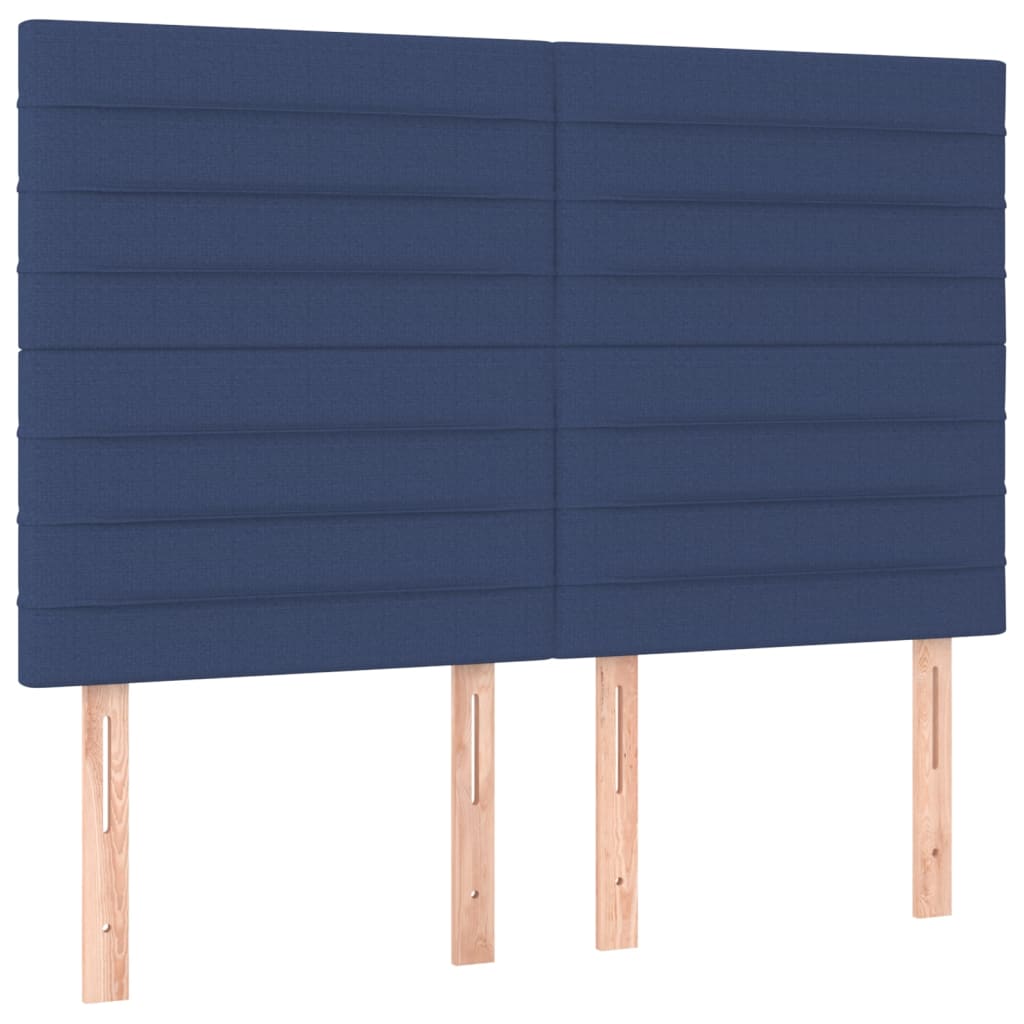 Cabeceira cama c/ LED tecido 144x5x118/128 cm azul