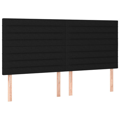 Cabeceira de cama c/ luzes LED tecido 160x5x118/128 cm preto