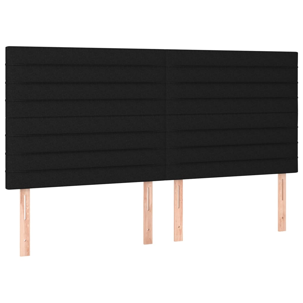 Cabeceira de cama c/ luzes LED tecido 180x5x118/128 cm preto