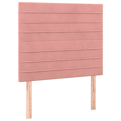 Cabeceira de cama c/ luzes LED veludo 80x5x118/128 cm rosa