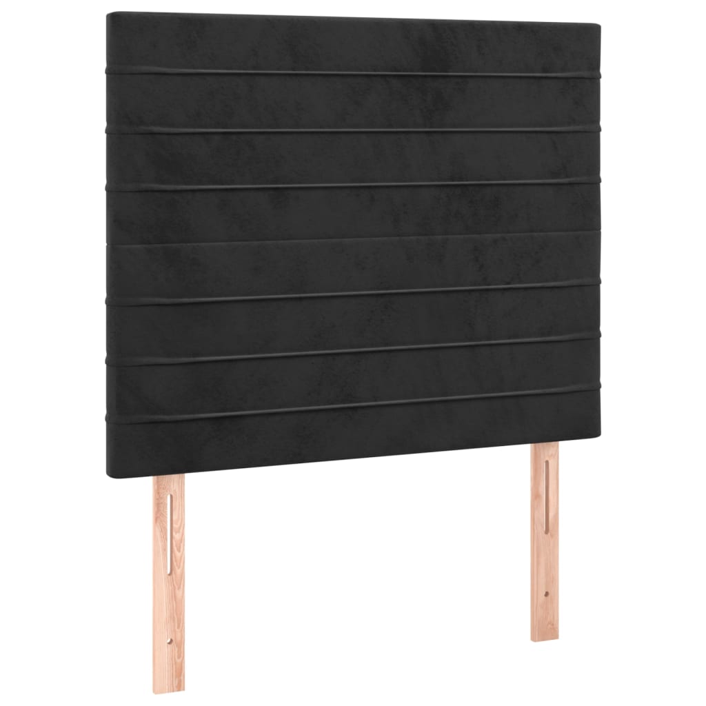 Cabeceira de cama c/ LED veludo 90x5x118/128cm preto