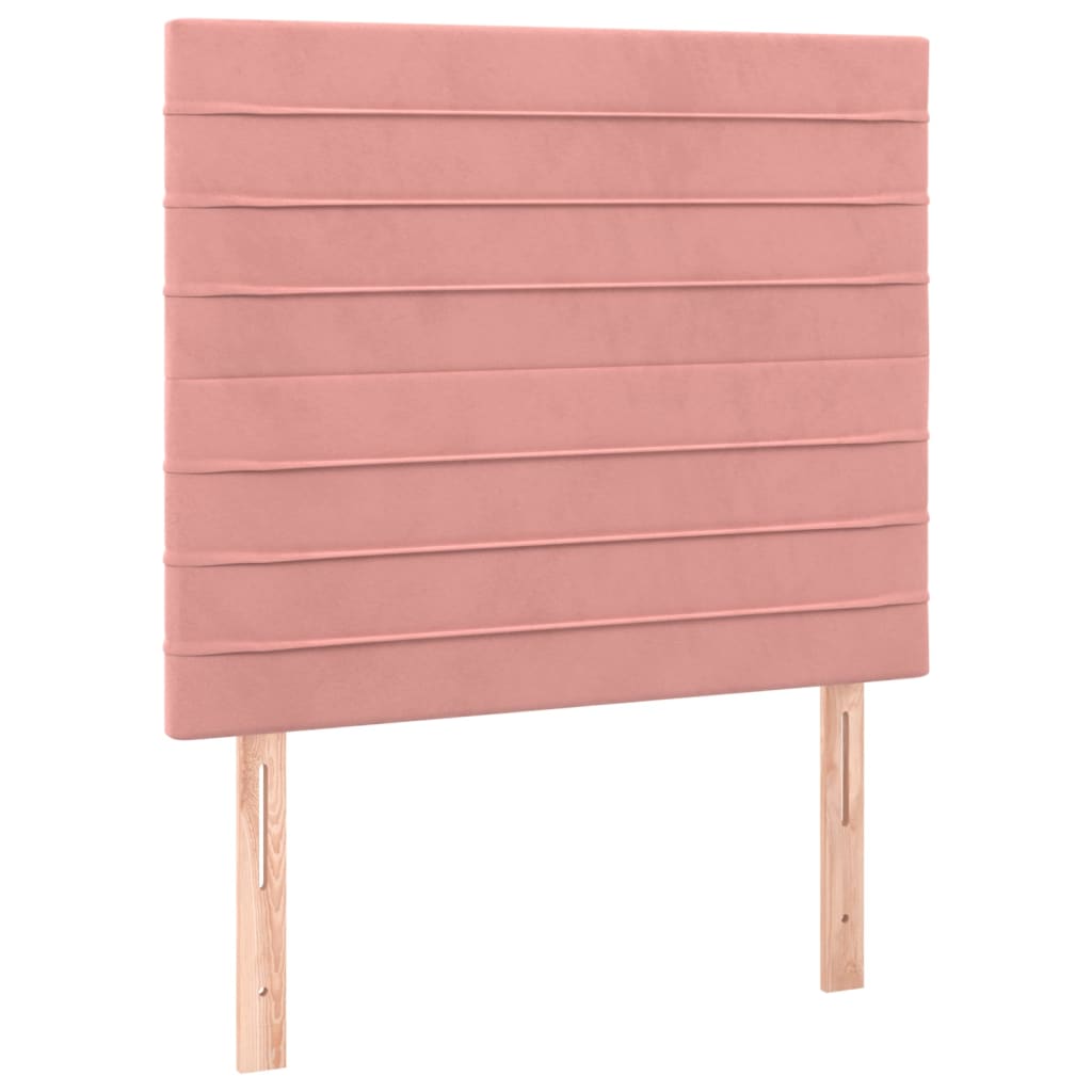 Cabeceira de cama c/ luzes LED veludo 90x5x118/128 cm rosa