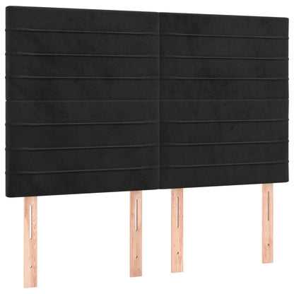 Cabeceira cama c/ LED veludo 144x5x118/128 cm preto