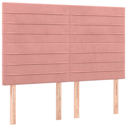 Cabeceira de cama c/ luzes LED veludo 144x5x118/128 cm rosa