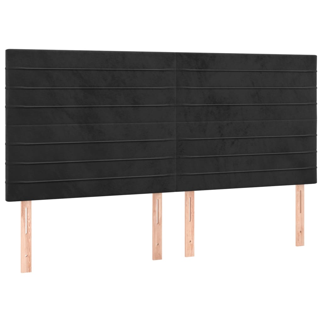 Cabeceira de cama c/ luzes LED veludo 180x5x118/128 cm preto