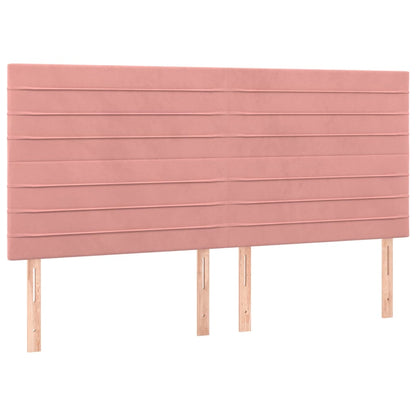 Cabeceira de cama c/ luzes LED veludo 180x5x118/128 cm rosa