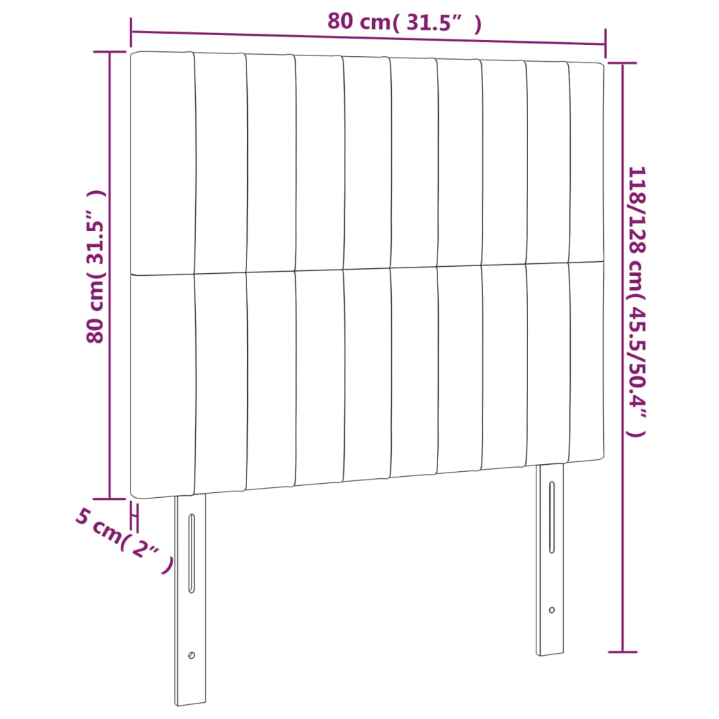 Cabeceira de cama c/ LED tecido 80x5x118/128 cm cinza-escuro