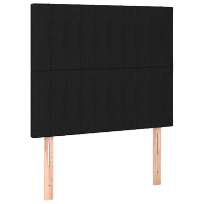 Cabeceira de cama c/ LED tecido 90x5x118/128cm preto