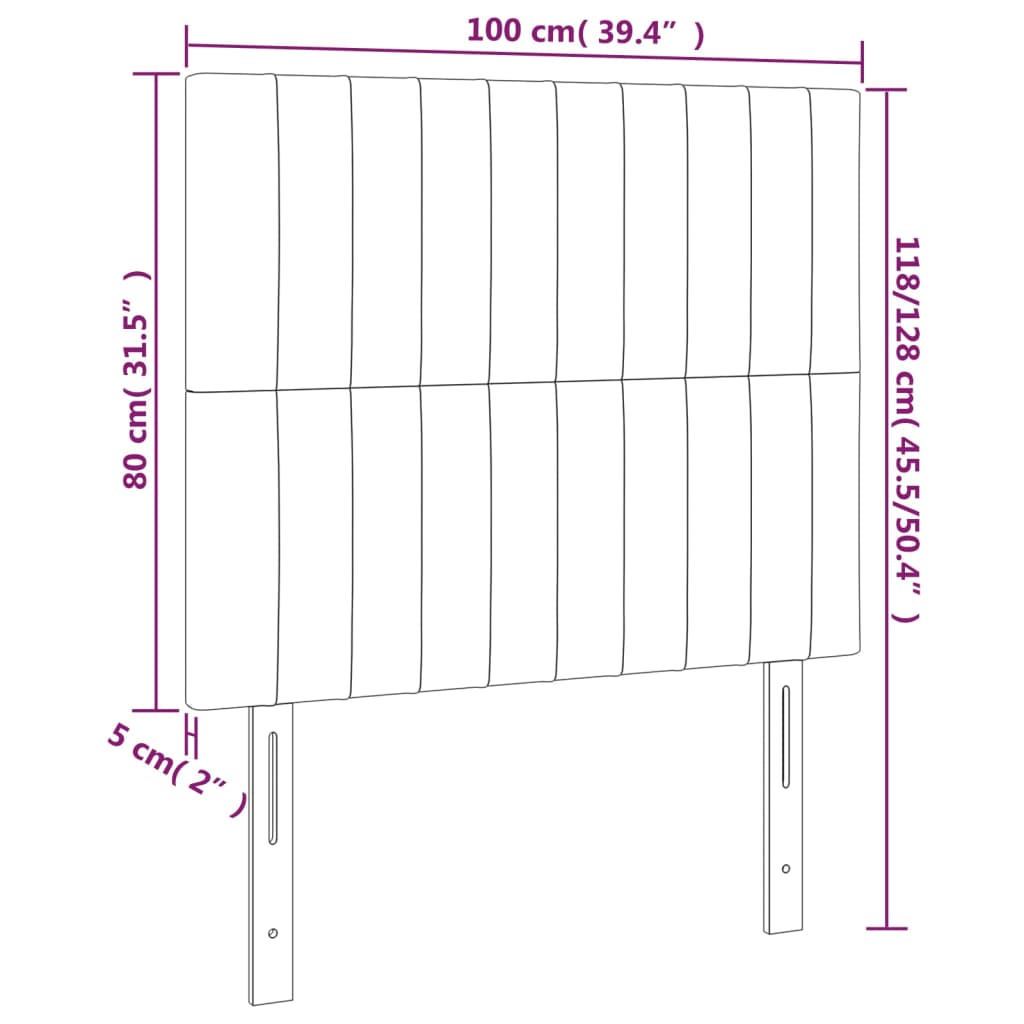 Cabeceira de cama c/ LED tecido 100x5x118/128 cm cinza-escuro