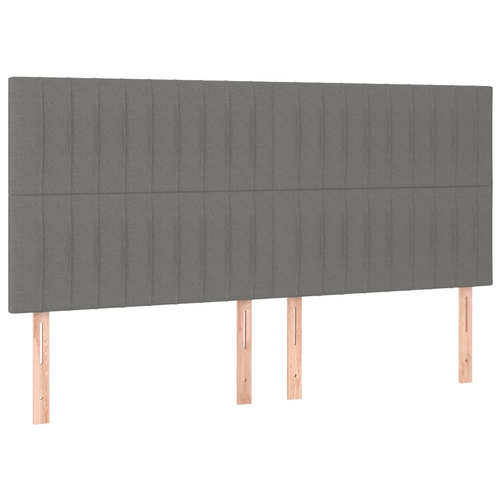 Cabeceira de cama c/ LED tecido 160x5x118/128 cm cinza-escuro