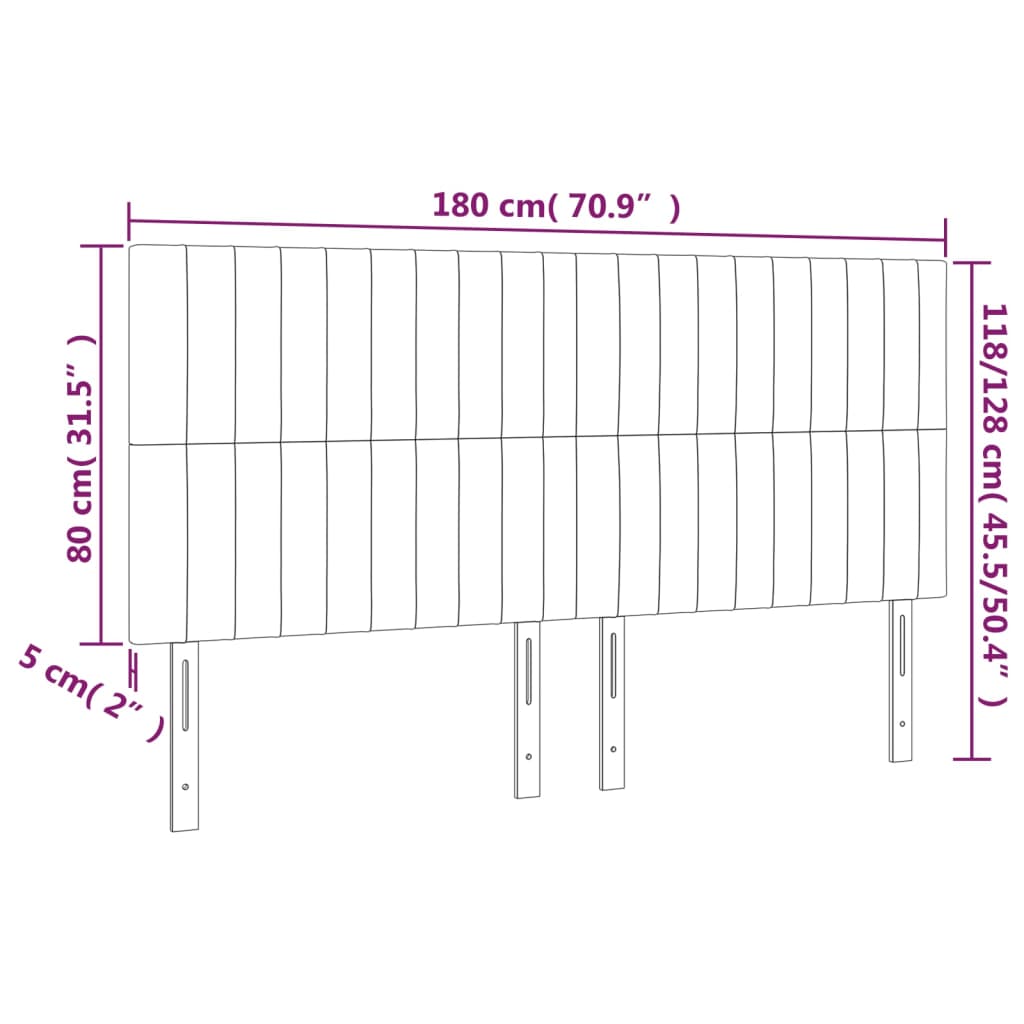 Cabeceira de cama c/ luzes LED tecido 180x5x118/128 cm preto