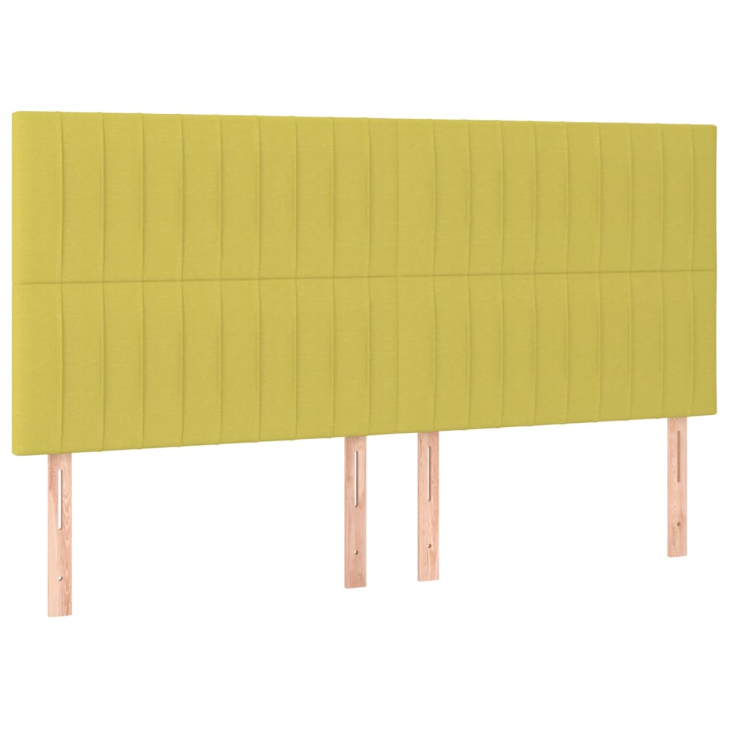 Cabeceira de cama c/ LED tecido 200x5x118/128 cm verde