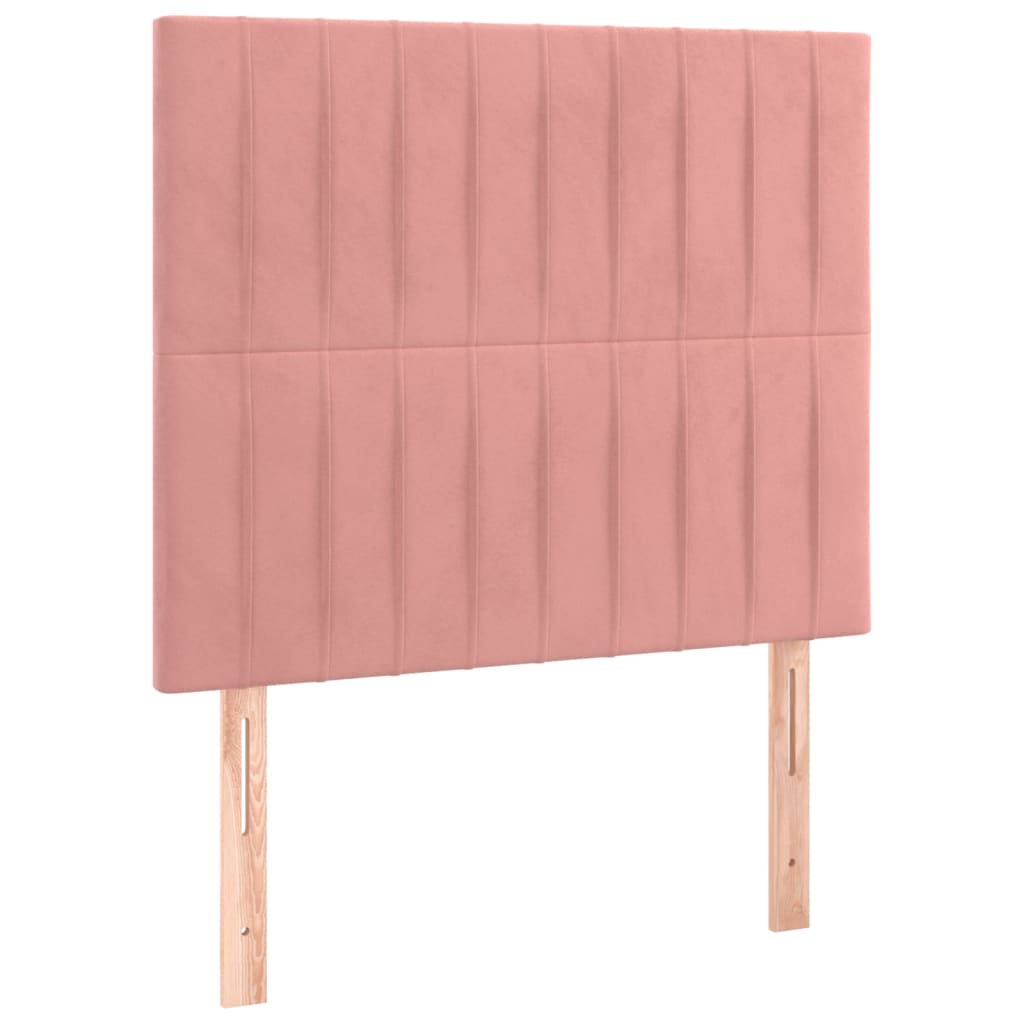 Cabeceira de cama c/ luzes LED veludo 90x5x118/128 cm rosa