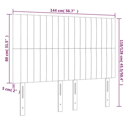 Cabeceira cama c/ LED veludo 144x5x118/128 cm preto