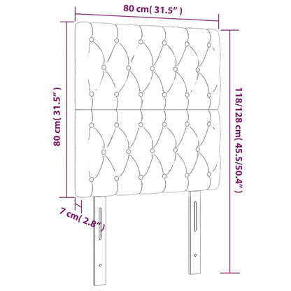 Cabeceira de cama c/ LED tecido 80x7x118/128 cm cinza-escuro