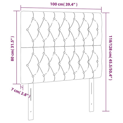 Cabeceira cama c/ luzes LED tecido 100x7x118/128cm cinza-claro