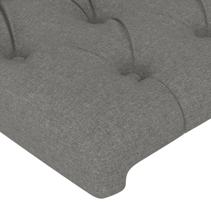 Cabeceira de cama c/ LED tecido 100x7x118/128 cm cinza-escuro