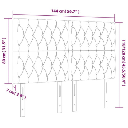 Cabeceira de cama c/ luzes LED tecido 144x7x118/128 cm preto