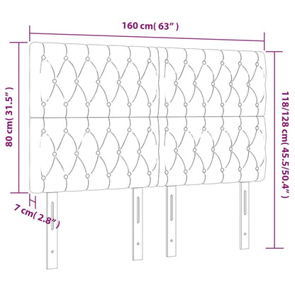 Cabeceira de cama c/ luzes LED tecido 160x7x118/128 cm preto