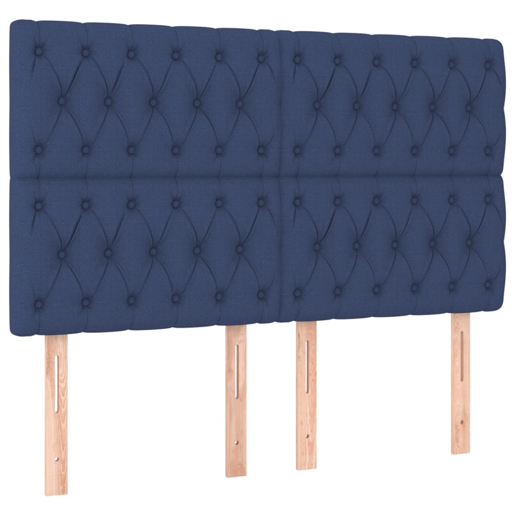 Cabeceira de cama c/ luzes LED tecido 160x7x118/128 cm azul