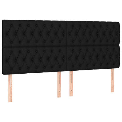 Cabeceira de cama c/ luzes LED tecido 180x7x118/128 cm preto