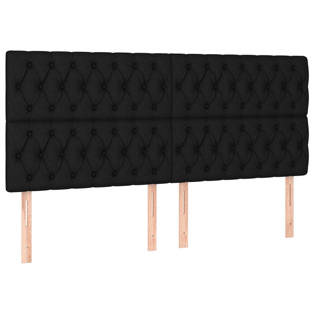 Cabeceira de cama c/ luzes LED tecido 200x7x118/128 cm preto