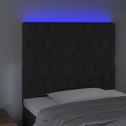 Cabeceira de cama c/ luzes LED veludo 90x7x118/128 cm preto