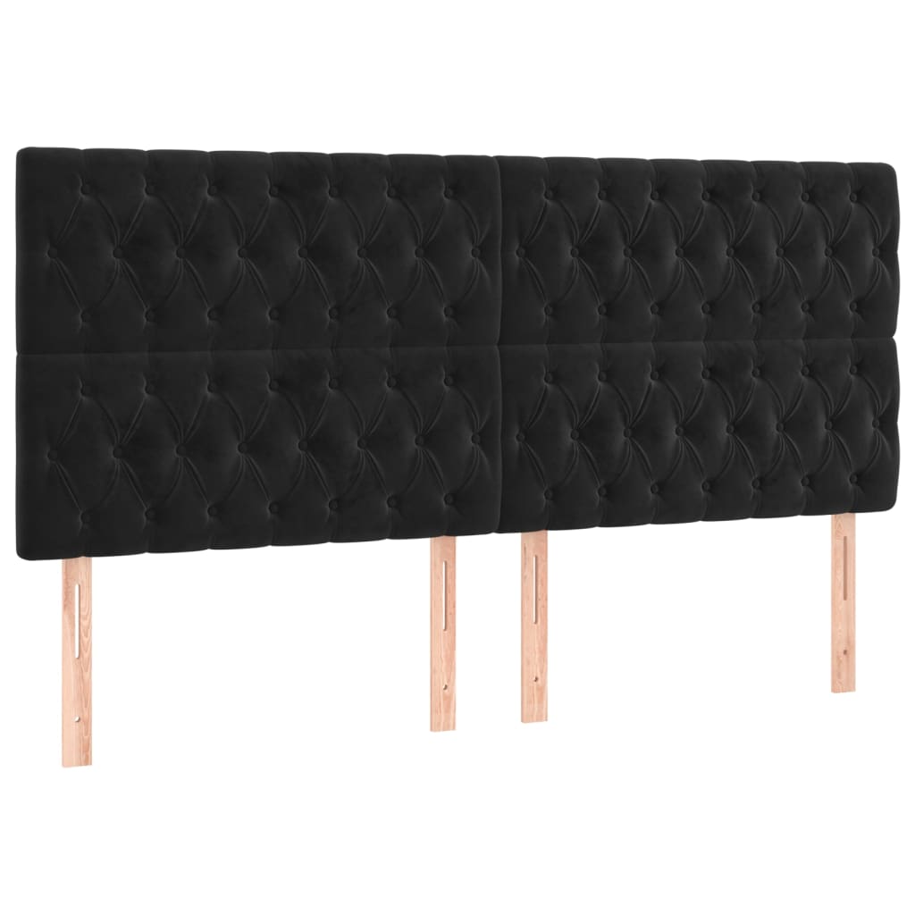 Cabeceira de cama c/ luzes LED veludo 180x7x118/128 cm preto