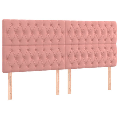 Cabeceira de cama c/ luzes LED veludo 180x7x118/128 cm rosa