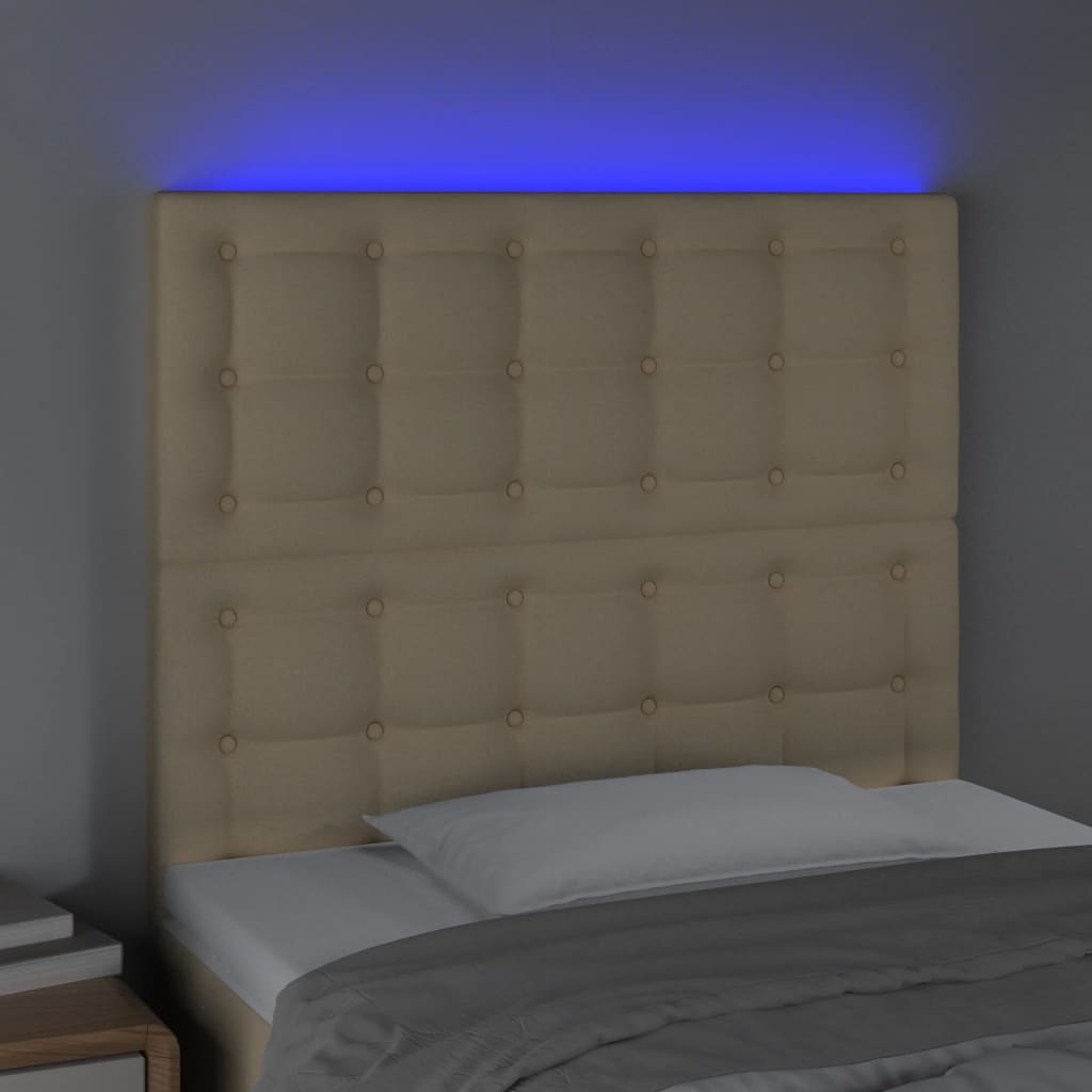 Cabeceira de cama c/ LED tecido 80x5x118/128cm crème