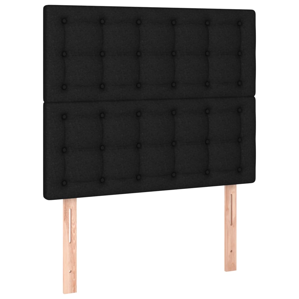 Cabeceira de cama c/ LED tecido 90x5x118/128cm preto