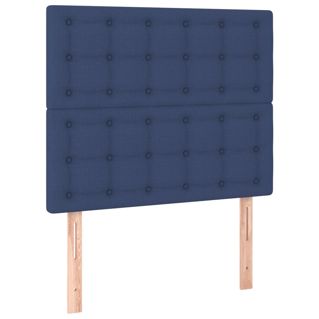 Cabeceira de cama c/ LED tecido 90x5x118/128cm azul