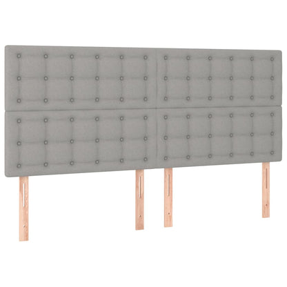 Cabeceira de cama c/ LED tecido 160x5x118/128 cm cinza-claro