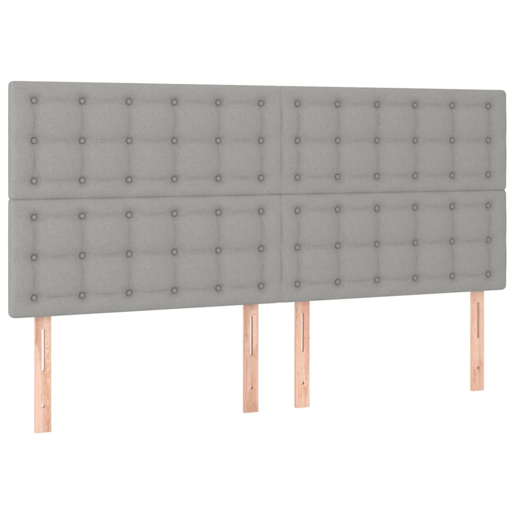 Cabeceira cama c/ luzes LED tecido 180x5x118/128cm cinza-claro