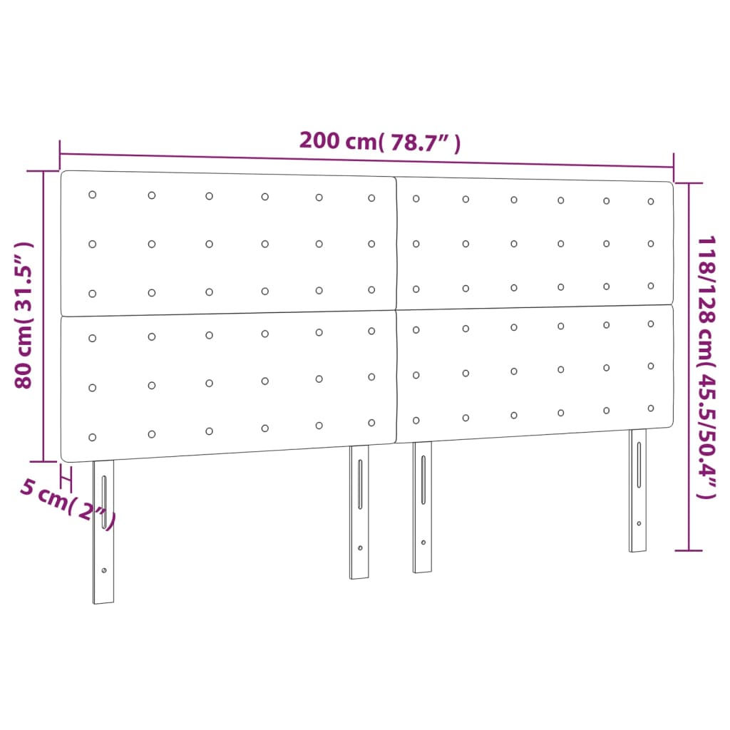 Cabeceira cama c/ luzes LED tecido 200x5x118/128cm cinza-claro