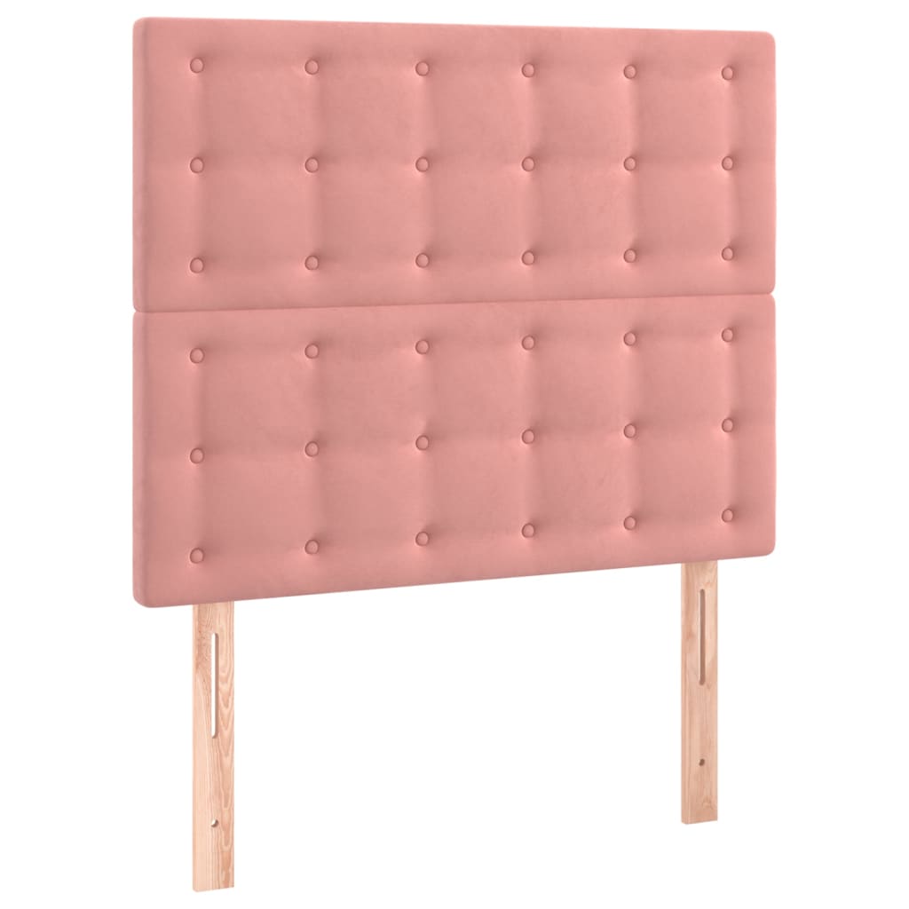 Cabeceira de cama c/ luzes LED veludo 90x5x118/128 cm rosa